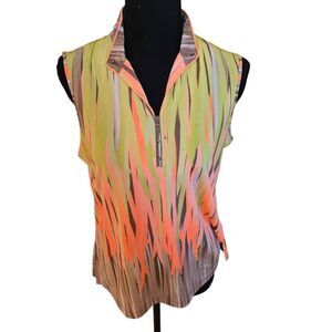 Jamie Sadock Womens Yellow Medium Sleeveless Golf Shirt